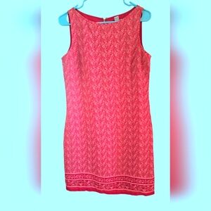 Elegant red/pink Paisly Sleeveless Dress. Old Navy, sz 8. Mid length.